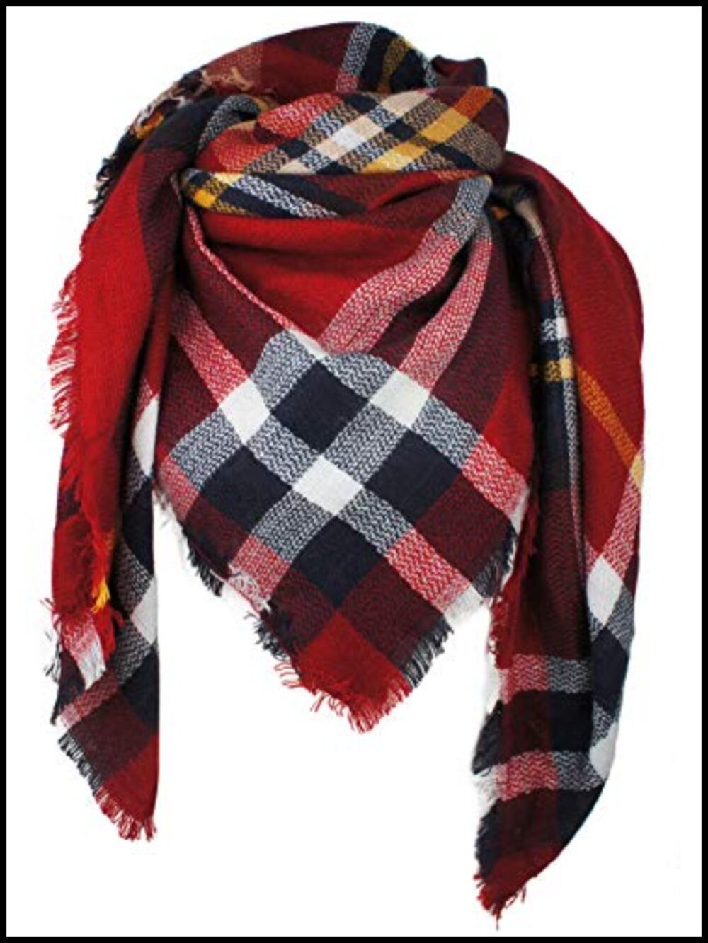 Women's Plaid Fall Winter Blanket Scarf Shawl Wrap Tassel 100% Acrylic